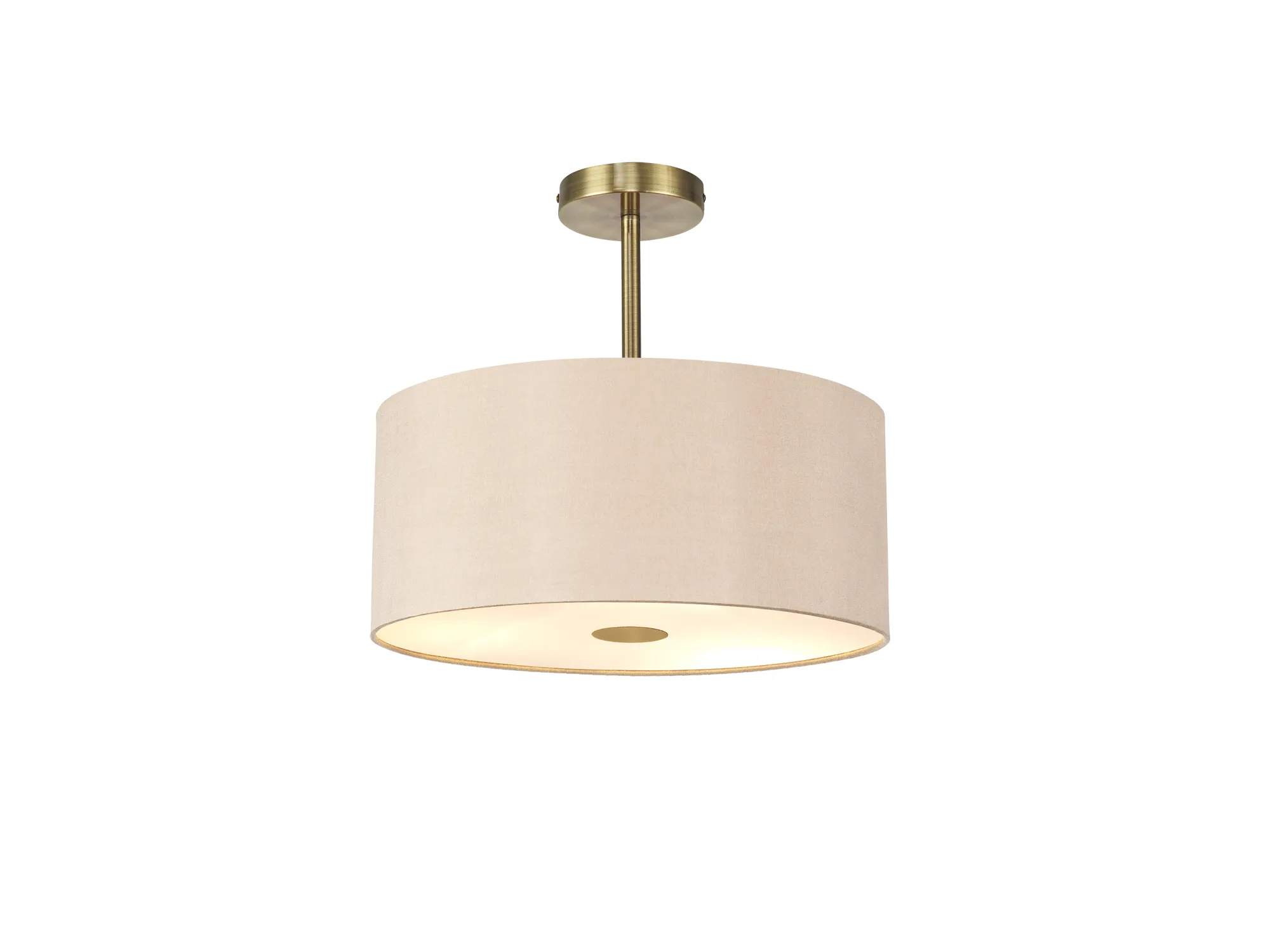 DK0500  Baymont 40cm Semi Flush Flush 5 Light Antique Brass, Antique Gold/Ruby, Frosted Diffuser
